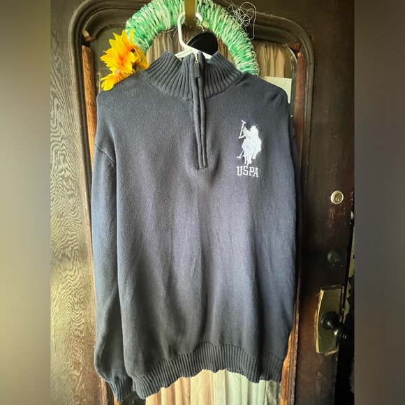 Navy Blue White Logo US Polo Assn Sweater for Men/ Men's Wear EUC - Picture 2 of 4